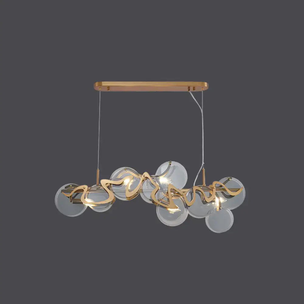 DecorBites™ postmodern circle pendant light with gold-toned metal and clear glass for led incandescent fluorescent use