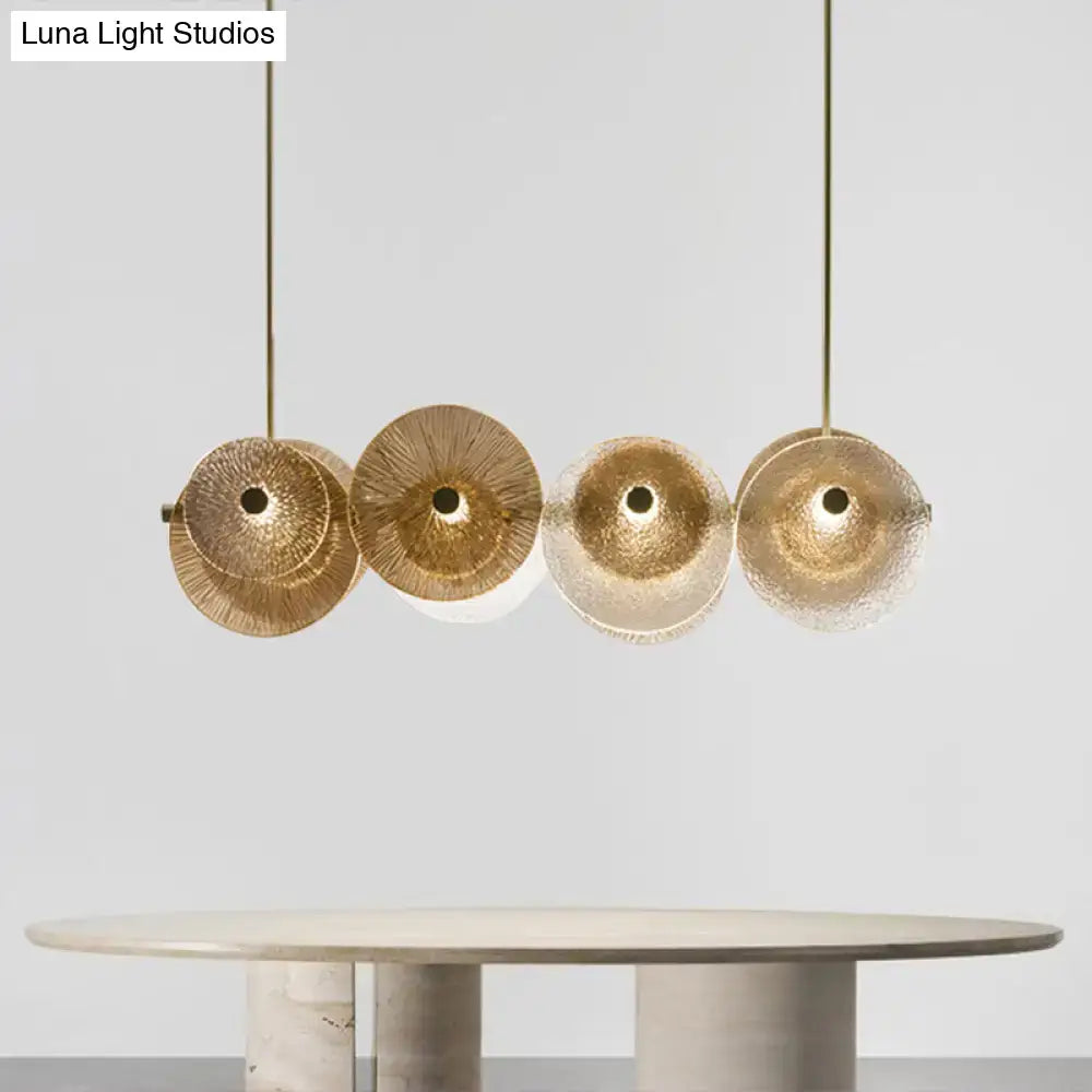 Modern gold-toned decorbites postmodern pendant light with four textured glass shades for 110v-120v and 220v-240v use