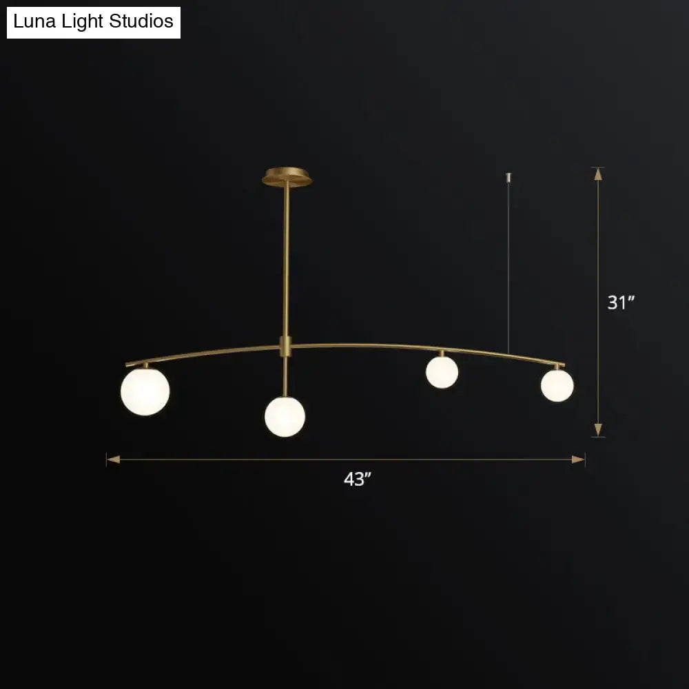 Decorbites postmodern gold island pendant light with brass finish and frosted white glass hanging lamp globes