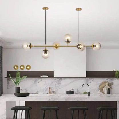 Decorbites postmodern gold island pendant set of 6 with clear glass shades e26 e27 compatible 220v-240v 110v-120v