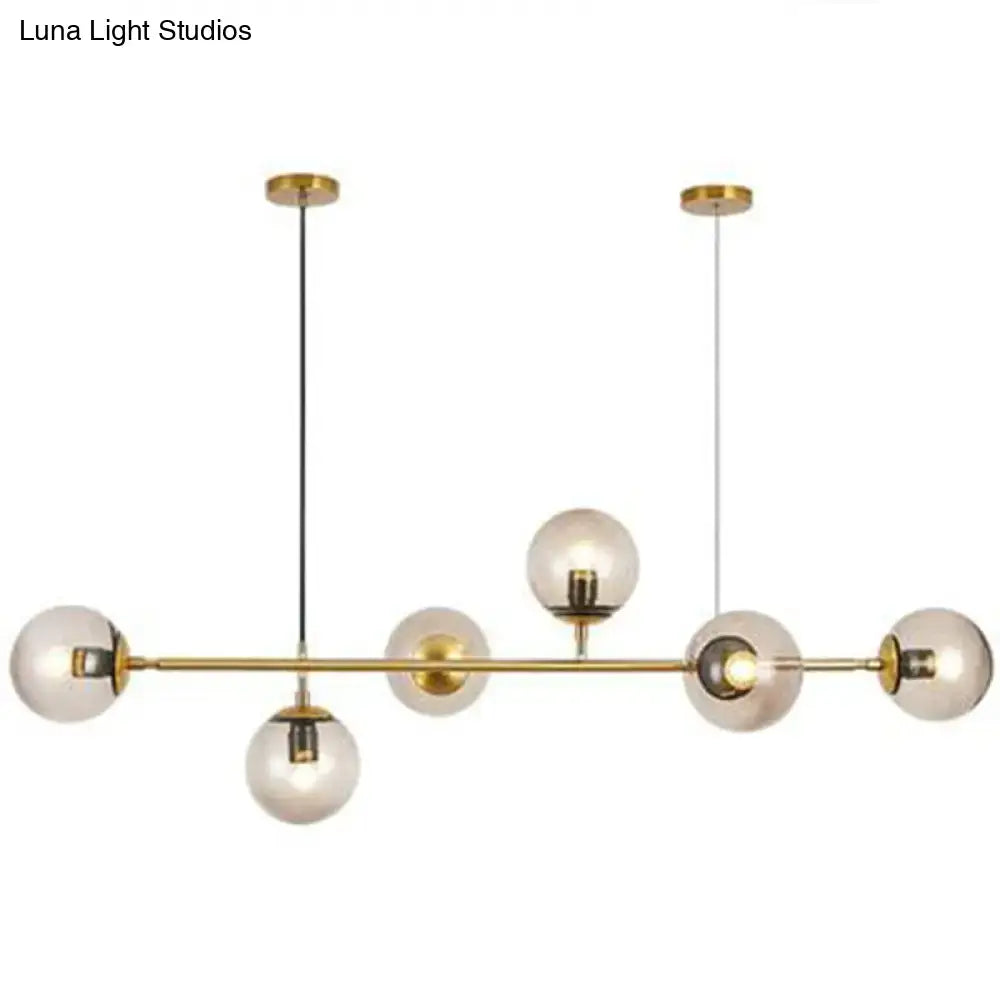 Modern brass DecorBites postmodern gold island pendant with five frosted glass globe bulbs e26 e27 110v-120v