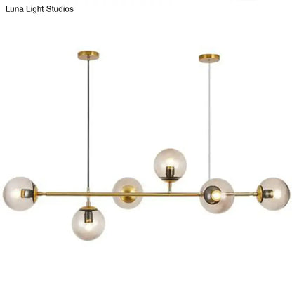 Modern brass DecorBites postmodern gold island pendant with five frosted glass globe bulbs e26 e27 110v-120v