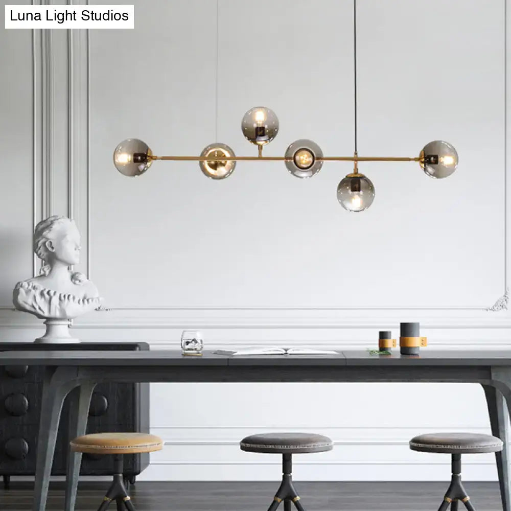 Modern brass pendant light with five spherical glass globes gold e26 e27 compatible for 110v-120v and 220v-240v use