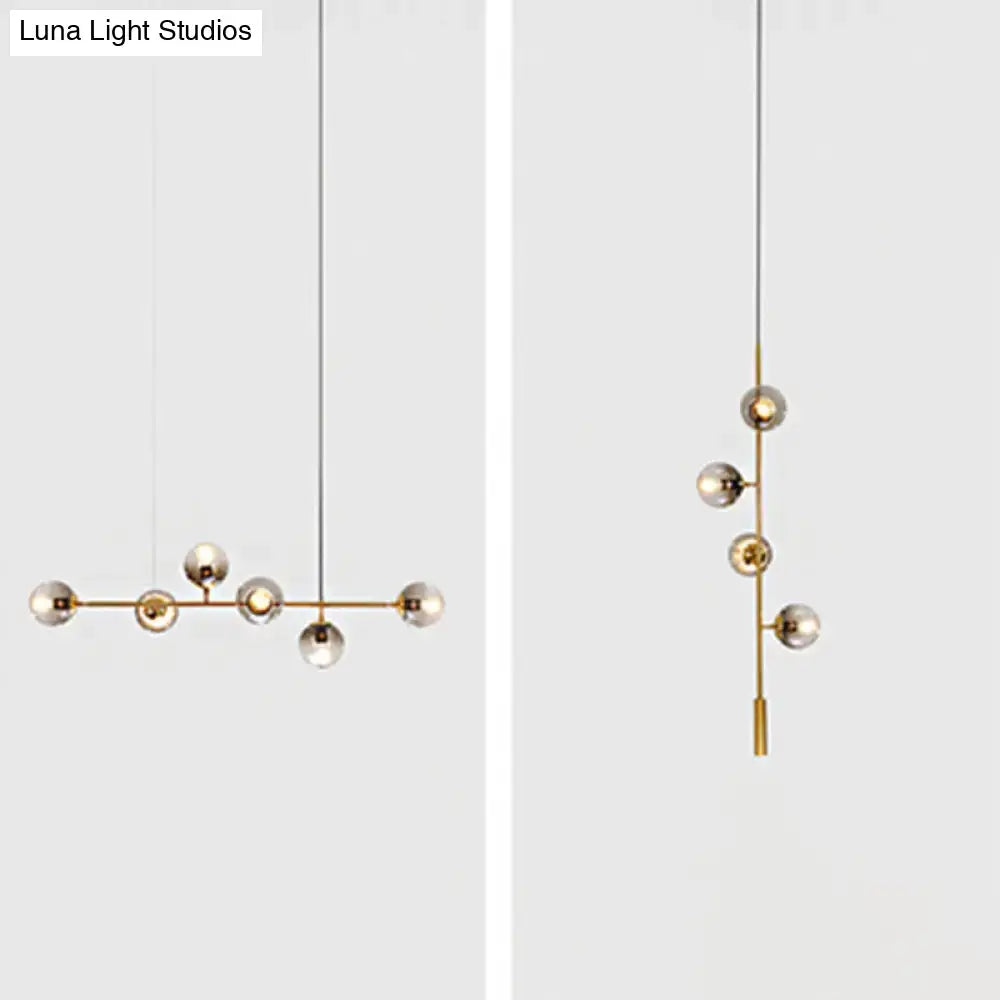 Modern brass pendant lights with spherical glass globes decorbites postmodern gold island pendant set of 6 e26 e27 220v-240v