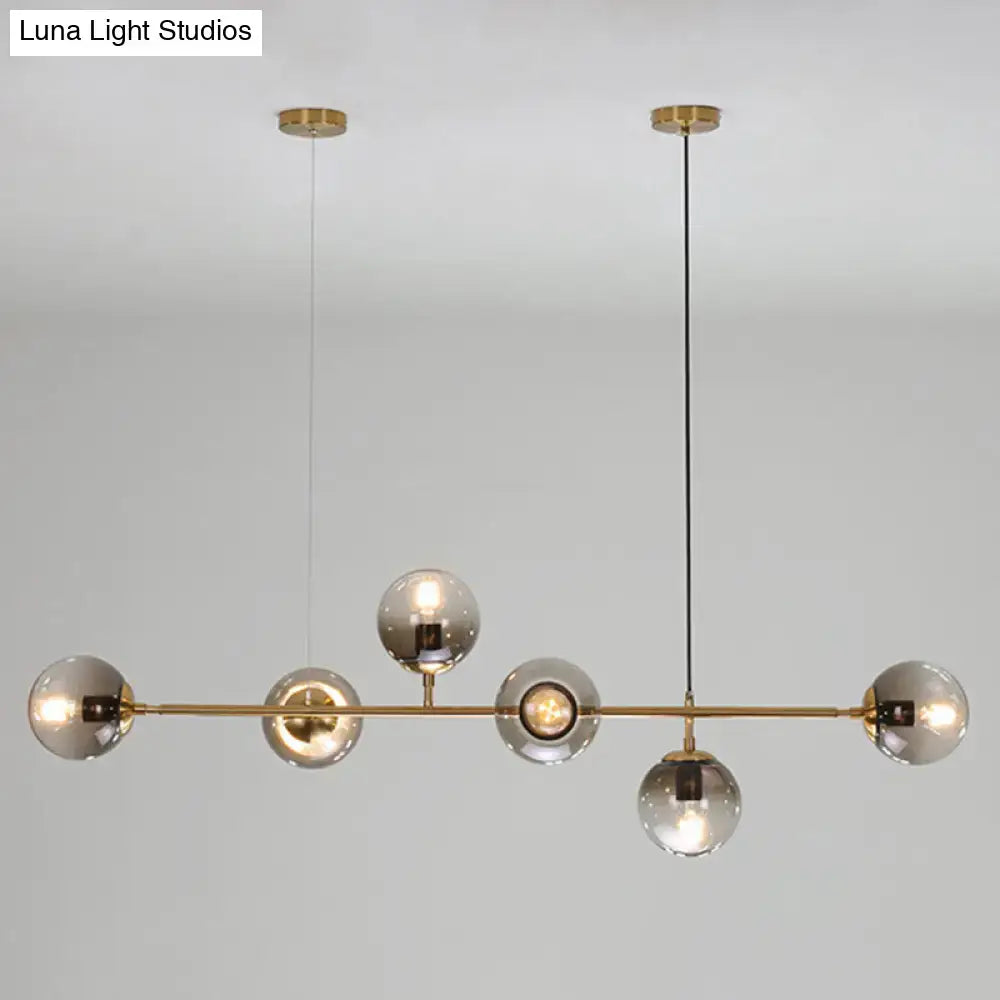 Modern brass decorbites™ postmodern gold island pendant with five smoked glass globe bulbs e26 e27 110v-120v