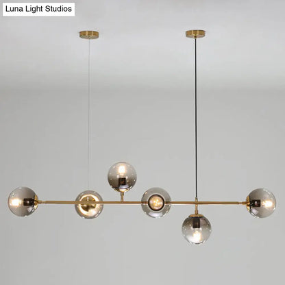 Modern brass decorbites™ postmodern gold island pendant with five smoked glass globe bulbs e26 e27 110v-120v