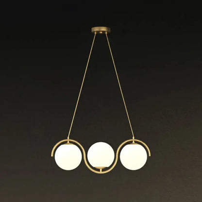 Decorbites postmodern island hanging lamp with clear milk white frosted glass shade and wavy brass pendant design