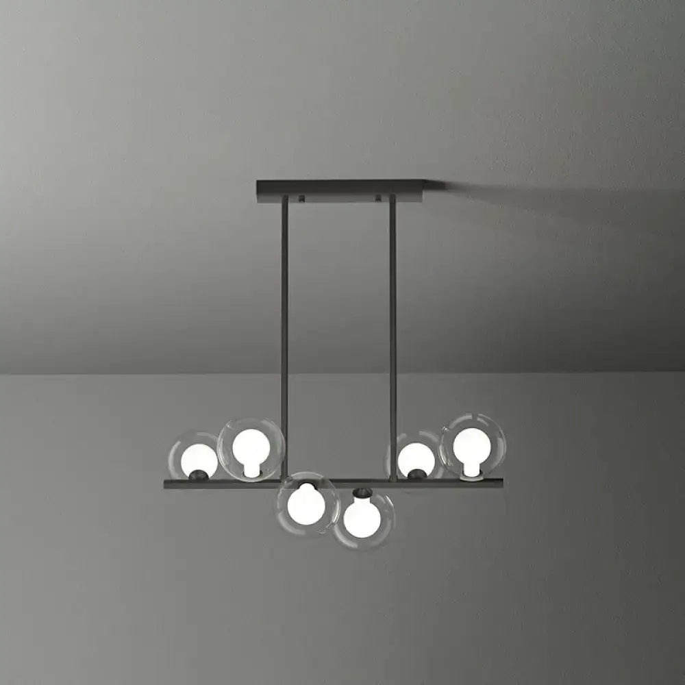 Modern black metal light fixture with five clear glass globe bulbs decorbites postmodern led island light