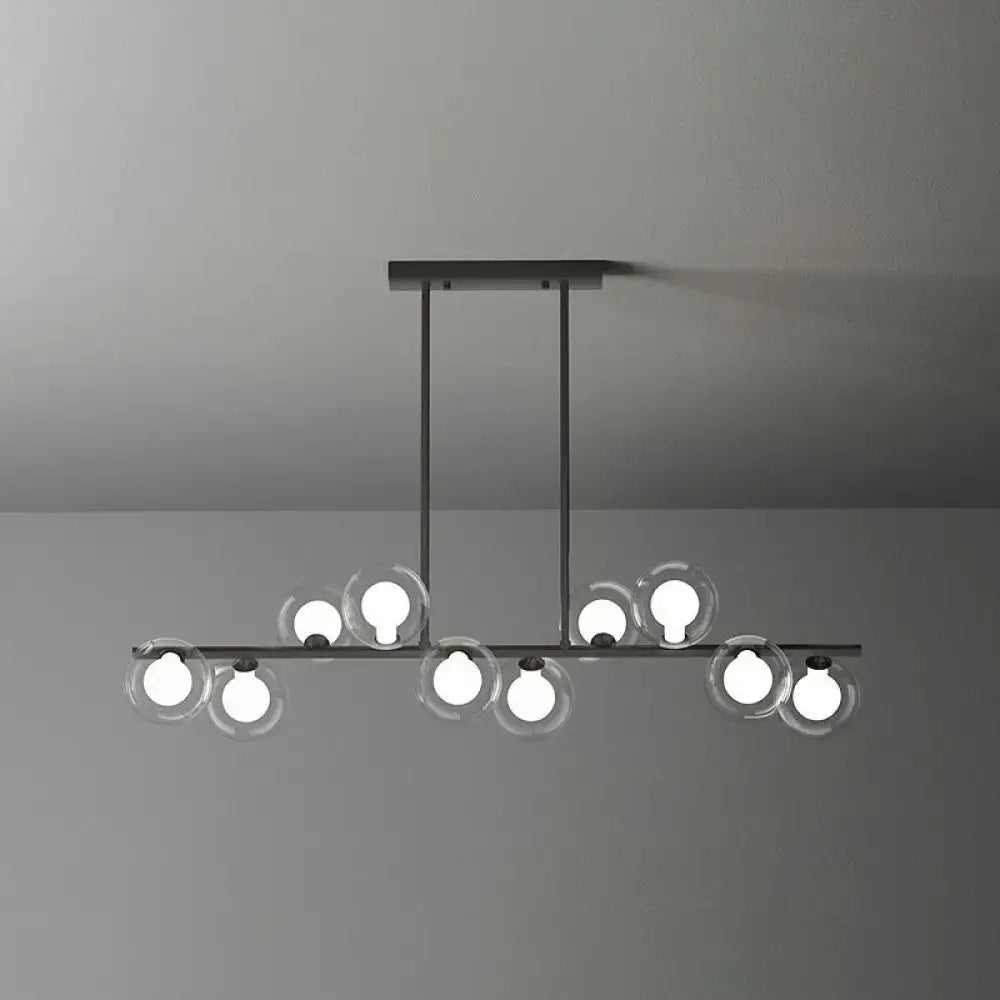 Modern black metal light fixture with clear glass globe shades decorbites postmodern led island light design