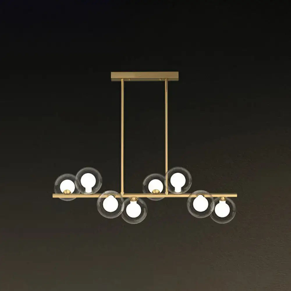 Modern brass light fixture decorbites™ postmodern led island light with six clear glass globe shades and illuminated bulbs