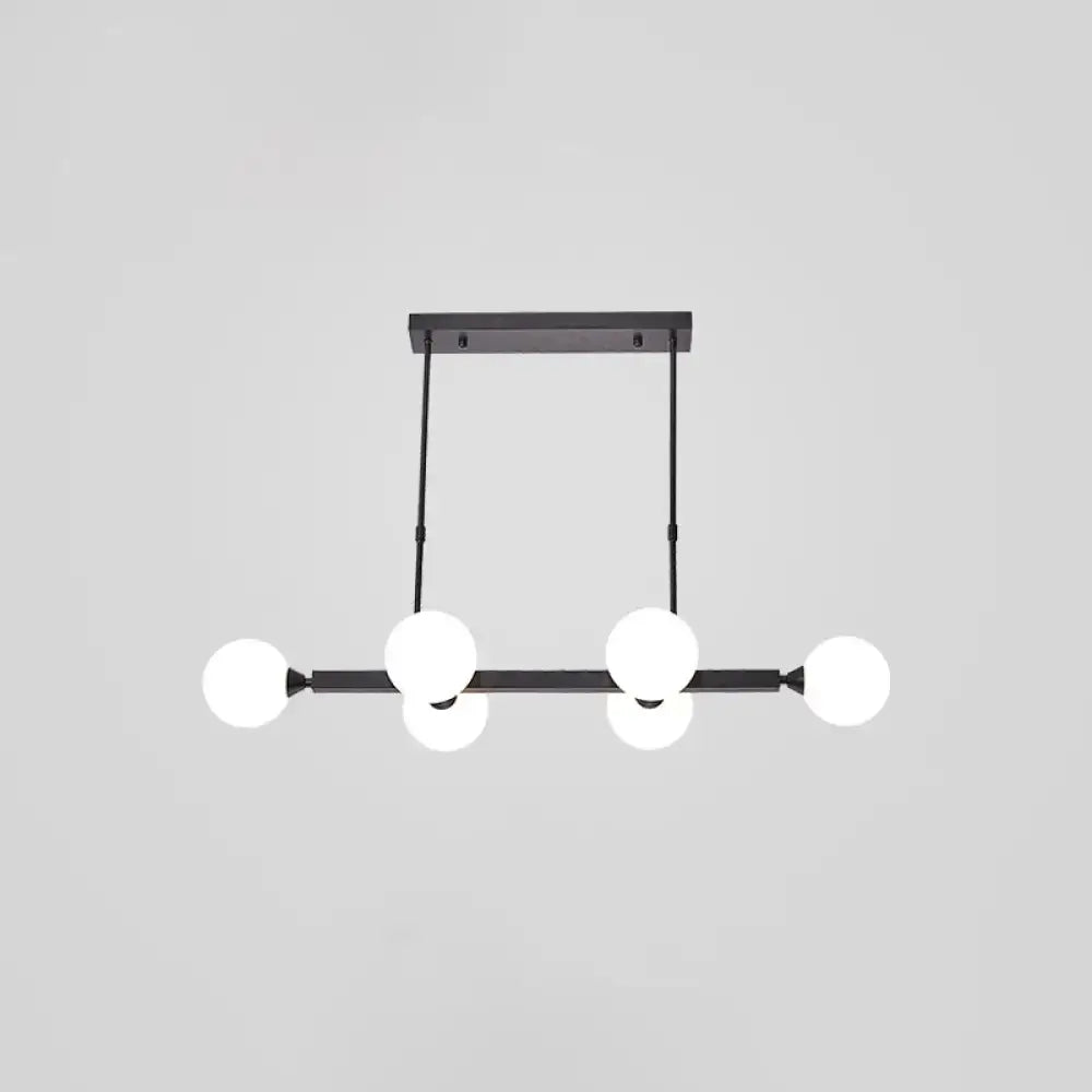Black modern DecorBites™ postmodern opaline glass molecular island pendant light with four spherical bulbs for dining room