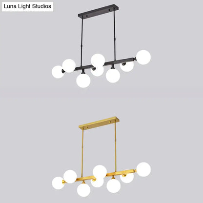 Decorbites™ postmodern opaline glass molecular island pendant light with black metal frame for dining room use