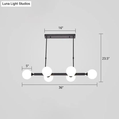 Black decorbites postmodern pendant light with four white opaline glass molecular bulbs for dining room use
