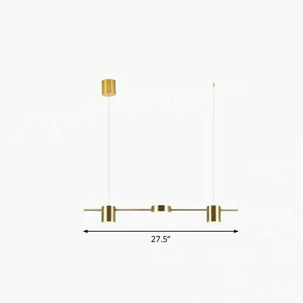 DecorBites™ postmodern gold-toned metal straight bar led ceiling light with cylindrical fixtures for kitchen island