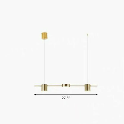 DecorBites™ postmodern gold-toned metal straight bar led ceiling light with cylindrical fixtures for kitchen island