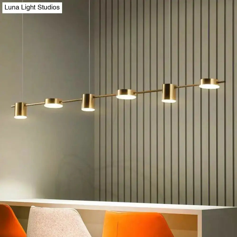 Modern gold-toned decorbites™ postmodern straight bar led ceiling light with five cylindrical bulbs for kitchen island