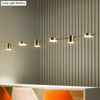 Modern gold-toned decorbites™ postmodern straight bar led ceiling light with five cylindrical bulbs for kitchen island