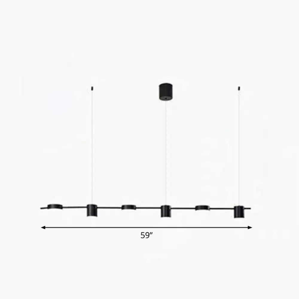 Black metal DecorBites™ postmodern straight bar LED ceiling light with five LED modules for kitchen island lighting