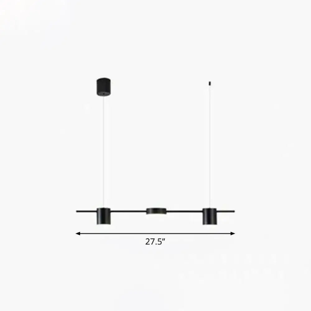 Black minimalist ceiling light with sleek cylindrical fixtures and a straight bar led for kitchen island lighting