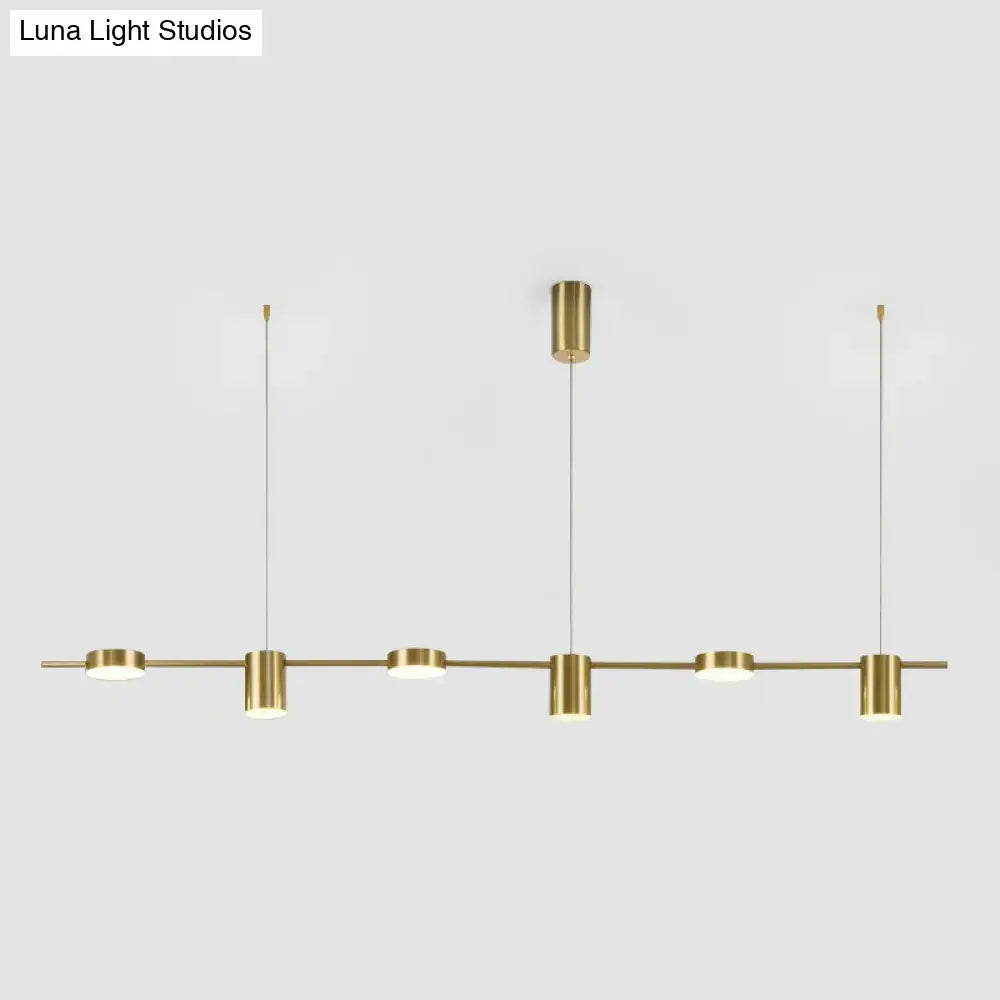 Modern gold-toned decorbites postmodern straight bar led ceiling light with five cylindrical fixtures for kitchen island