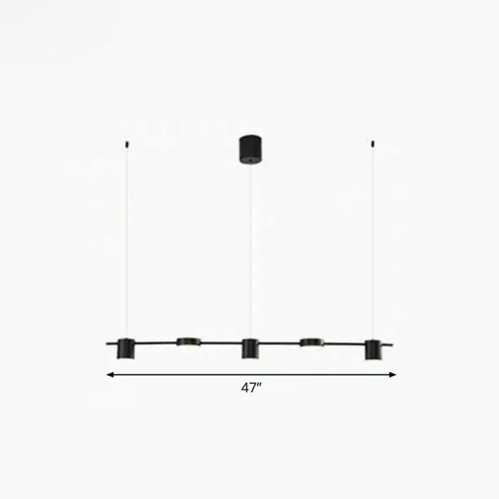Modern black metal pendant ceiling light with five bulbs and thin cords decorbites straight bar led fixture