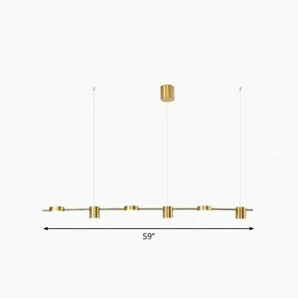 Modern gold-toned metal straight bar led ceiling light with cylindrical fixtures for kitchen island by DecorBites™