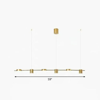 Modern gold-toned metal straight bar led ceiling light with cylindrical fixtures for kitchen island by DecorBites™