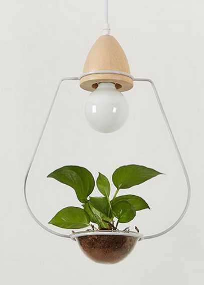 Pot Pendant Planter Light - White