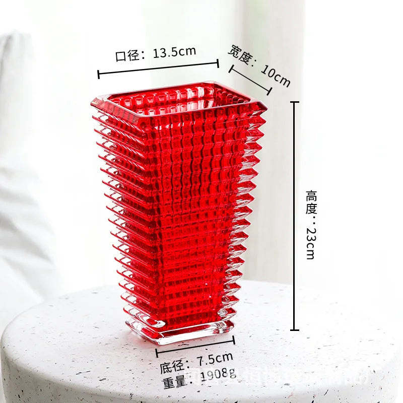 Premium Crystal Glass Vase for Home Décor - red - Vase