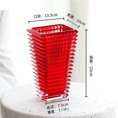 Premium Crystal Glass Vase for Home Décor - red - Vase