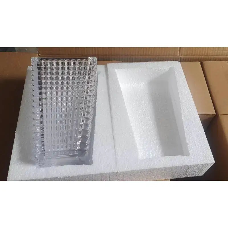 Decorbites premium crystal glass vase in clear rectangular design with textured grid pattern for home décor