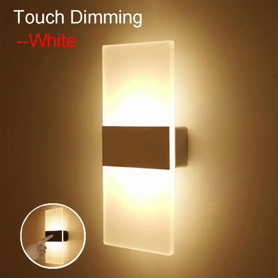 DecorBites™ rechargeable dimmable wall light with white touch dimming, frosted glass, battery operated wall light