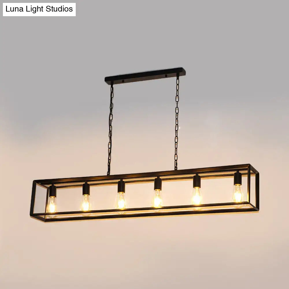 DecorBites rectangle island pendant black metal classic metal light type with five exposed bulbs ideal for dining room lighting