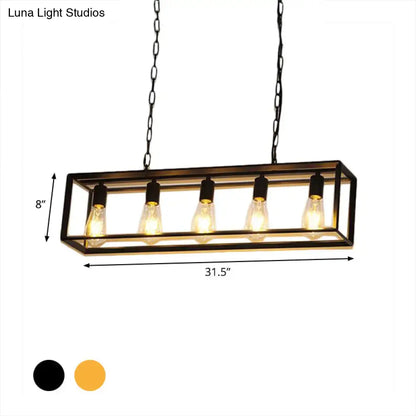 DecorBites rectangle island pendant black with classic metal frame and five bulbs ideal for dining room lighting type