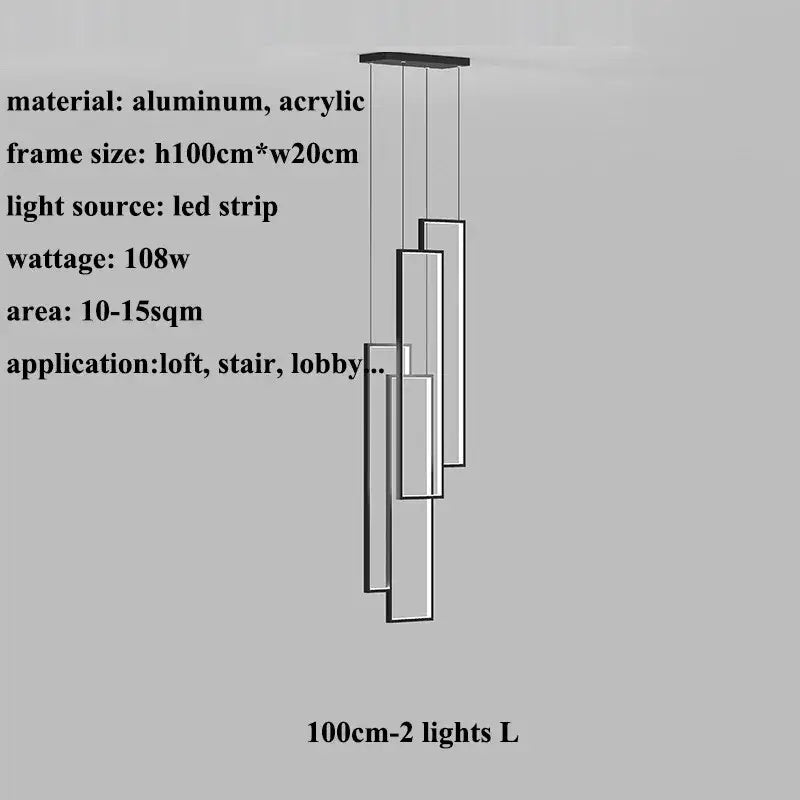 DecorBites™ rectangular led chandelier with sleek aluminum and acrylic frame and modern luster rectangle design