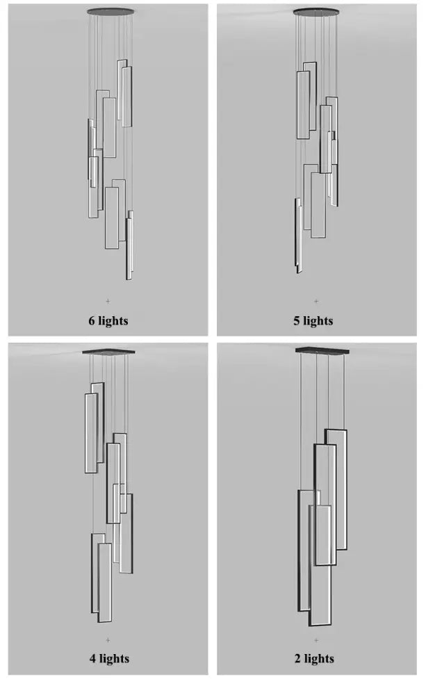 DecorBites™ rectangular led chandelier with sleek glass panels in dark mount for modern living spaces lighting