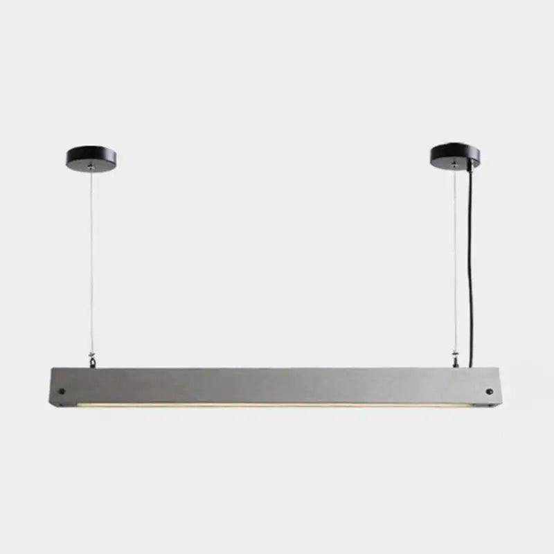 Decorbites™ rectangular led pendant light with cement grey stainless steel body and black mounts for dining room lighting