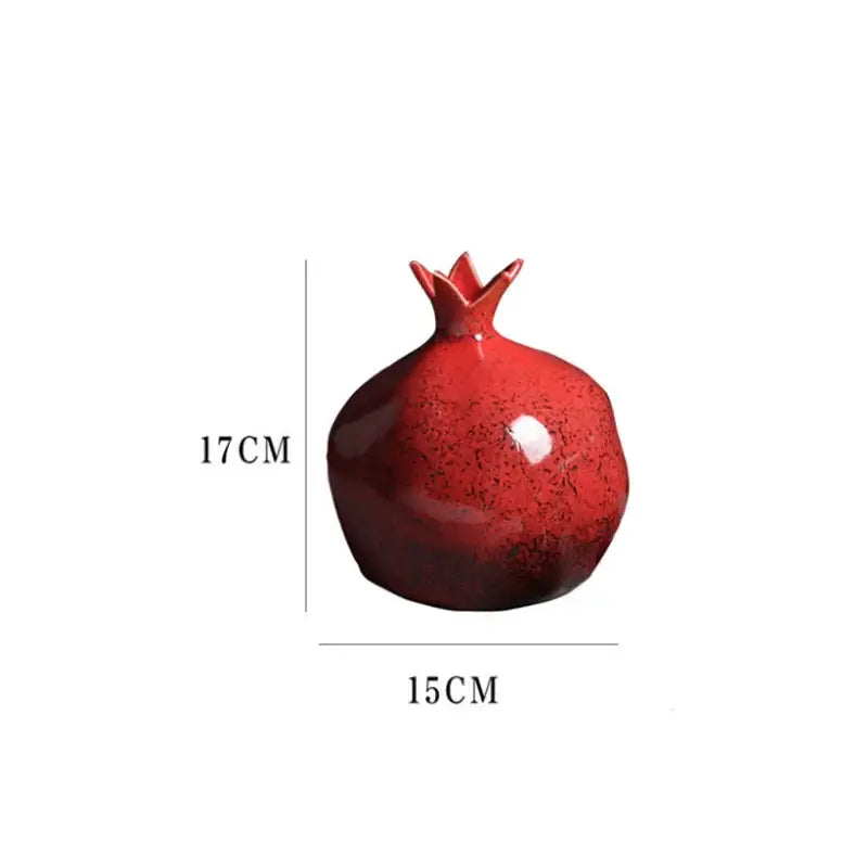 DecorBites red pomegranate ceramic vase with glossy speckled finish and pointed crown for modern home decor