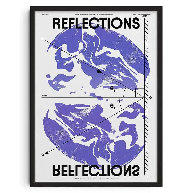 Black-framed DecorBites™ retro abstract canvas print featuring a purple white geometric optics design for home decor