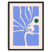 Minimalist DecorBites™ retro abstract canvas print featuring blue cream floral design with green accent for home decor
