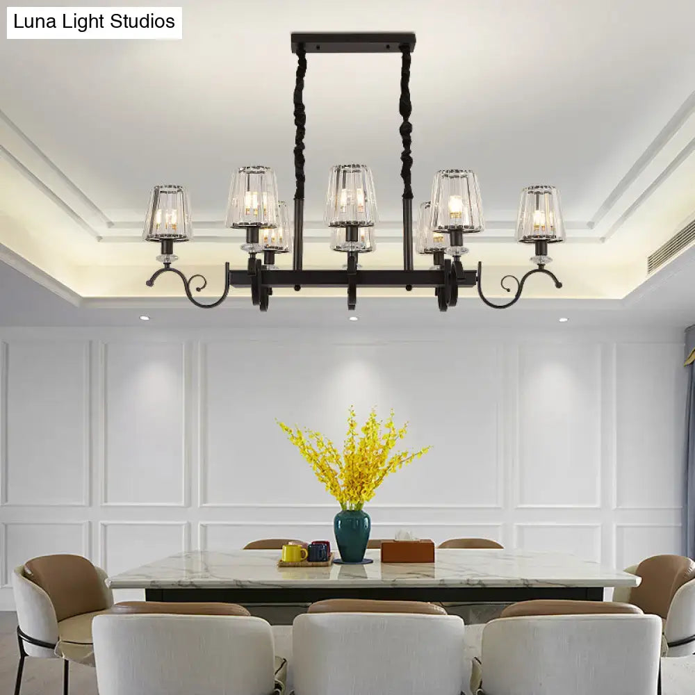 Decorbites retro black crystal pendant light features a dining room wrought iron chandelier with e12 e14 glass shades