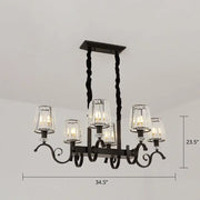 DecorBites retro black crystal pendant light with six clear glass e12 e14 shades for dining room use