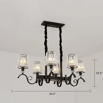 DecorBites retro black crystal pendant light with six clear glass e12 e14 shades for dining room use