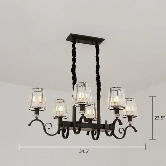 DecorBites retro black crystal pendant light with six clear glass e12 e14 shades for dining room use