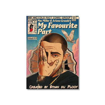 Retro Canvas Print: Hip Hop Singer Album Cover - SW8474 / 30X45cm Unframed - Posters