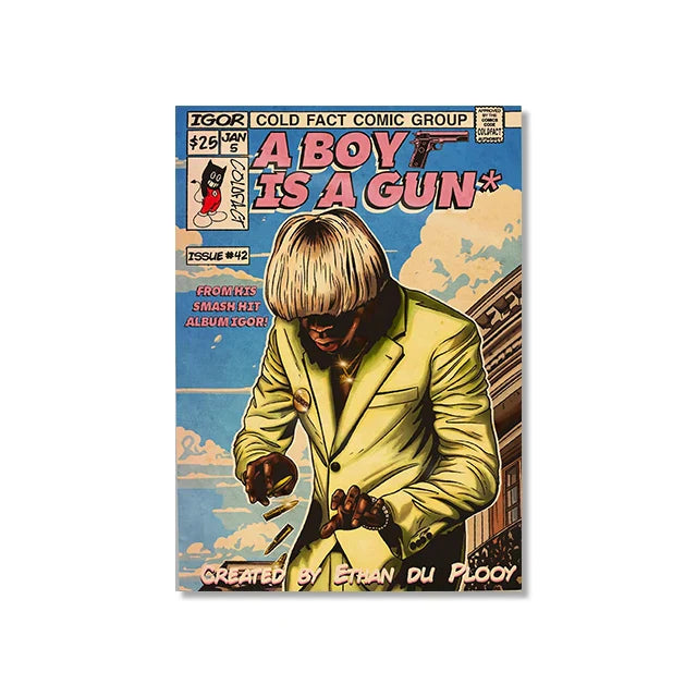 Retro Canvas Print: Hip Hop Singer Album Cover - SW8471 / 20X30cm Unframed - Posters