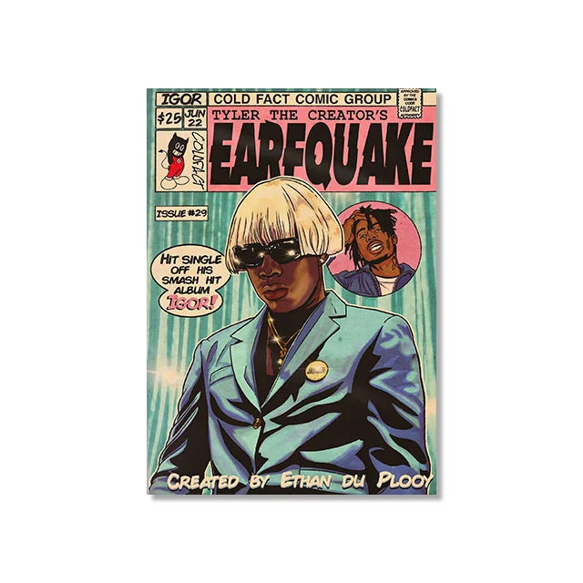 Retro Canvas Print: Hip Hop Singer Album Cover - SW8479 / 20X30cm Unframed - Posters