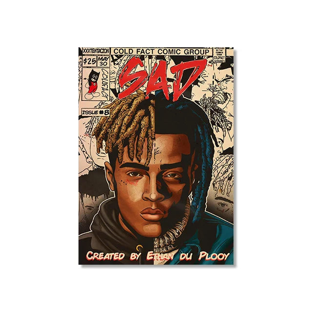 Retro Canvas Print: Hip Hop Singer Album Cover - SW8475 / 20X30cm Unframed - Posters