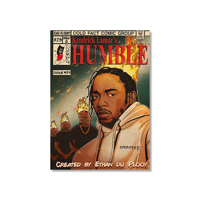 Retro Canvas Print: Hip Hop Singer Album Cover - SW8476 / 30X45cm Unframed - Posters