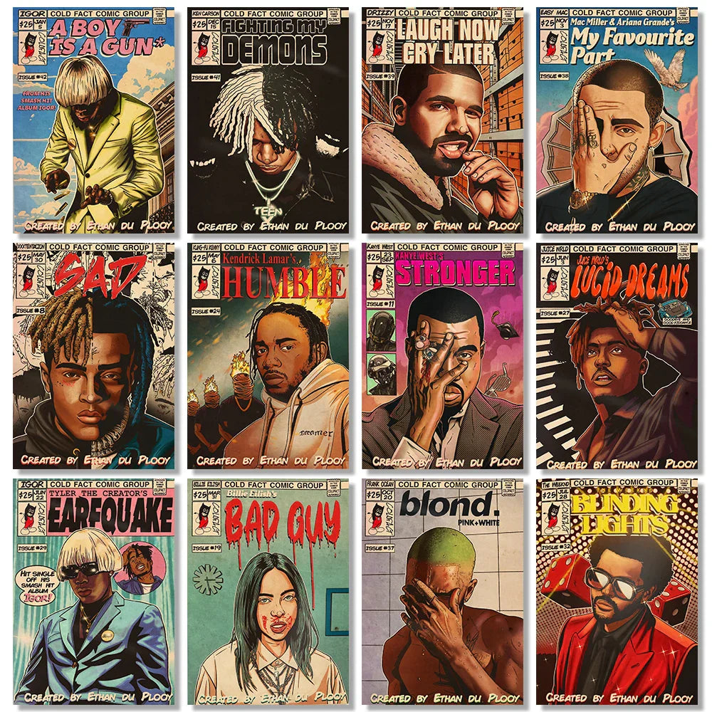 Retro Canvas Print: Hip Hop Singer Album Cover - Posters